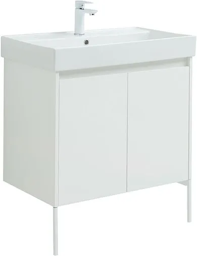 Тумба-умывальник Aquanet Nova Lite 75 белый глянец 00298850+00242338