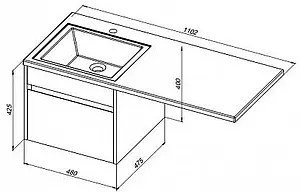 Тумба-умывальник подвесная над стиральной машиной Aquanet Токио 110 L белый 00237744+00235497, 2