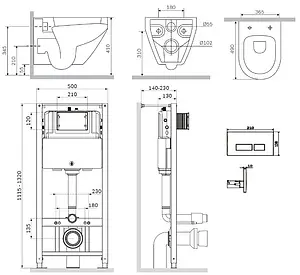 Комплект 6 в 1 Am.Pm Spirit 2.0 IS47051.701738 с кнопкой хром глянцевый, 2