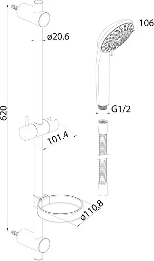 Душевая стойка Damixa Space хром 760100200