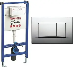 Инсталляция для подвесного унитаза Set 3 в 1 Pestan Fluenta SET40006356AM с кнопкой хром матовый Инсталляция для подвесного унитаза Set 3 в 1 Pestan Fluenta SET40006356AM с кнопкой хром матовый, 1