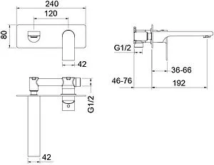 Смеситель для раковины из стены Aquatek Лира чёрный матовый AQ1413MB Смеситель для раковины из стены Aquatek Лира чёрный матовый AQ1413MB, 2