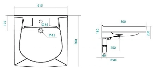 Раковина Santek Пилот 50 белый 1WH110569