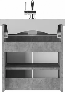 Тумба-умывальник подвесной Домино Vector 50 метрополитан грей/бетон серый DV6609T+S-UM-COM50/1-w, 4
