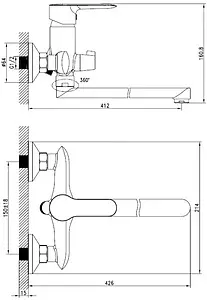 Смеситель для ванны с длинным изливом IDDIS Cuba хром CUBSBL2i10WA, 2