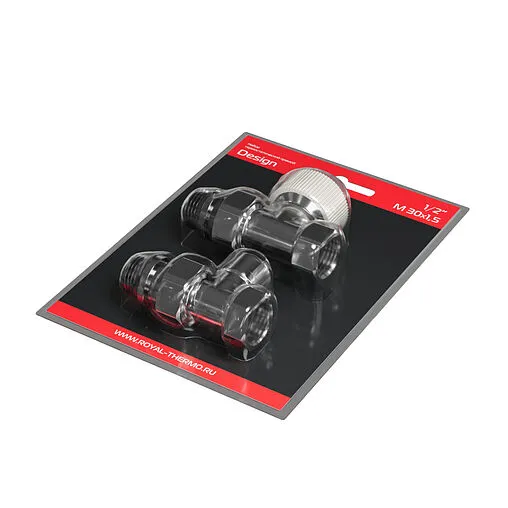 Комплект вентилей терморегулирующих прямых ½" в/н Royal Thermo Design хром RATVDP11212CH Комплект вентилей терморегулирующих прямых ½" в/н Royal Thermo Design хром RATVDP11212CH