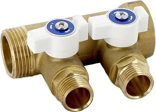 Коллектор запорный проходной 2 отвода 1&quot;в/н x ½&quot;н Uni-fitt 424G4220