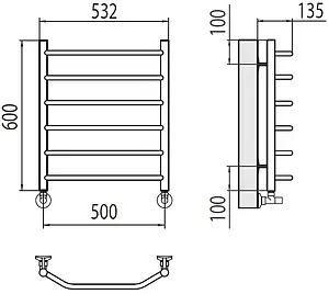 Полотенцесушитель водяной лесенка Terminus Виктория П6 500х600 полированная сталь 4670078530080, 2