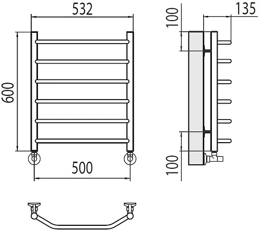 Полотенцесушитель водяной лесенка Terminus Виктория П6 500х600 полированная сталь 4670078530080