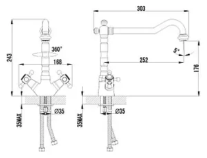 Смеситель для кухни Lemark Vintage бронза LM2805B Смеситель для кухни Lemark Vintage бронза LM2805B, 2