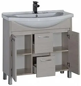 Тумба-умывальник напольная Aquanet Донна 90 дуб белый 00169181+00168865, 5