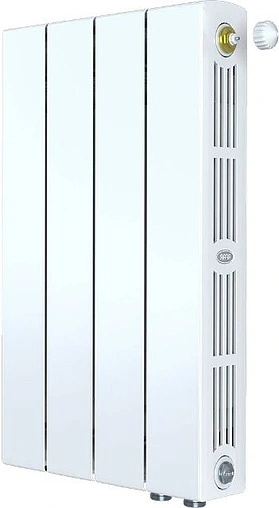 Радиатор биметаллический 4 секции нижнее правое подключение Rifar Supremo Ventil 500 белый RSVR50004
