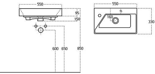 Раковина Dreja Slim Synergy 55 белый 17055-KL