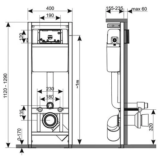 Инсталляция для подвесного унитаза KK-POL Economic 350/ZPW/400-00-E0