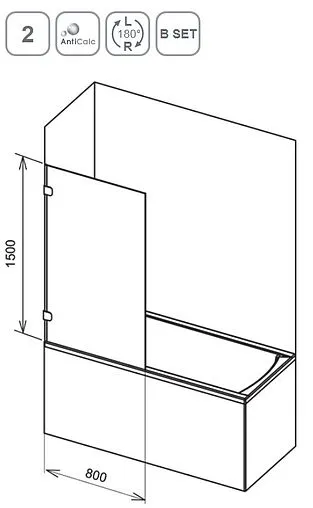 Шторка на ванну 800мм прозрачное стекло Ravak Brilliant BVS1-80 7U840A00Z1