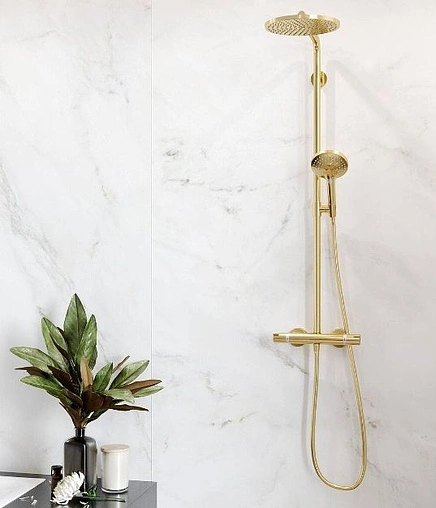 Душевая система с термостатом для душа Hansgrohe Raindance Select S 240 1jet PowderRain полированное золото 27633990