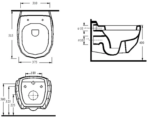 Унитаз подвесной с функцией биде beWash Bekinger черный 87303606