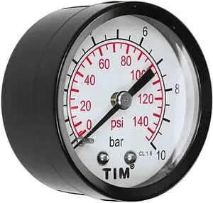 Манометр аксиальный TIM 50мм 10 бар ¼&quot; Y-50T-10, 2