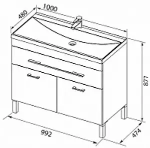 Тумба-умывальник напольная Aquanet Верона 100 белый 00182710+00158753 Тумба-умывальник напольная Aquanet Верона 100 белый 00182710+00158753, 2