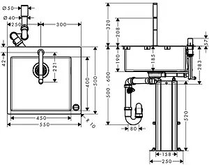 Мойка кухонная с встроенным смесителем Hansgrohe C71-F450-06 55x50 нержавеющая сталь 43201800 Мойка кухонная с встроенным смесителем Hansgrohe C71-F450-06 55x50 нержавеющая сталь 43201800, 2