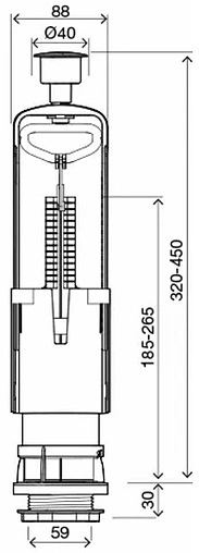 Комплект арматуры для бачка однорежимный ½&quot; пластик нижний OLI DECO + UNI BOTTOM ½ 037192