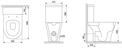 Унитаз-компакт безободковый Damixa Sirius белый DX86C8600SC Унитаз-компакт безободковый Damixa Sirius белый DX86C8600SC