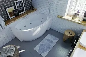 Ванна акриловая Aquatek Бетта 160x97 R с фронтальной панелью с каркасом (вклеенный) BET160-0000028, 4