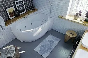 Ванна акриловая с гидромассажем Aquatek Бетта 160x97 R с фронтальной панелью с каркасом (разборный), с гидромассажем (пневмоуправление) BET160-0000001, 3