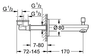 Излив для скрытого монтажа с переключателем Grohe Eurosmart Cosmopolitan хром 13262000, 2