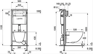 Комплект 5 в 1 Laufen Basal 6.2071.2.716.000.3 с кнопкой 8.9566.1.716.000.1 черный матовый Комплект 5 в 1 Laufen Basal 6.2071.2.716.000.3 с кнопкой 8.9566.1.716.000.1 черный матовый, 2