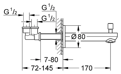 Излив для скрытого монтажа с переключателем Grohe Eurosmart Cosmopolitan хром 13262000