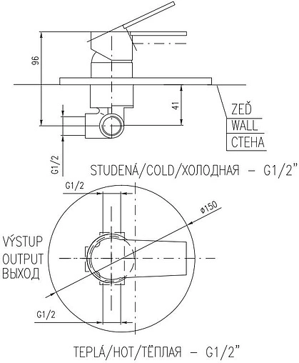 Смеситель для душа скрытого монтажа Rav Slezak Colorado хром CO183L