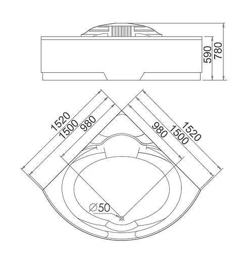 Ванна акриловая с гидромассажем Gemy 152x152 G9082 B