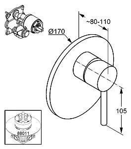 Смеситель для душа скрытого монтажа Kludi Bozz хром 386550576 Смеситель для душа скрытого монтажа Kludi Bozz хром 386550576, 2