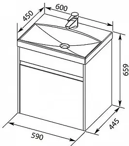 Тумба-умывальник Aquanet Палермо 60 белый 00203934+00188554 Тумба-умывальник Aquanet Палермо 60 белый 00203934+00188554, 2