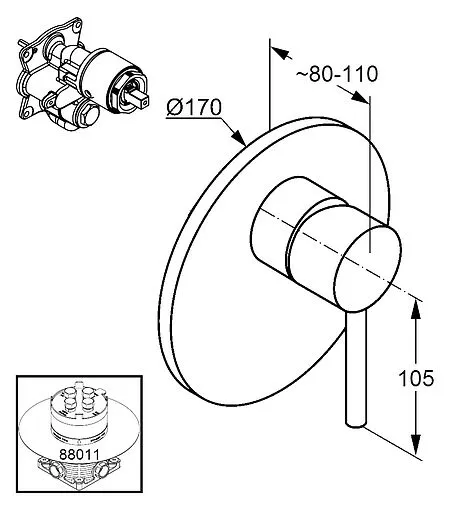 Смеситель для душа скрытого монтажа Kludi Bozz хром 386550576 Смеситель для душа скрытого монтажа Kludi Bozz хром 386550576