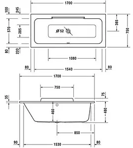 Ванна акриловая Duravit DuraStyle 170x75 L 700296000000000 Ванна акриловая Duravit DuraStyle 170x75 L 700296000000000, 2