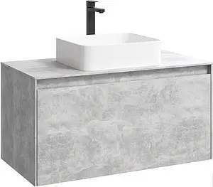 Тумба под умывальник подвесная Aqwella Mobi 100 бетон светлый MOB0110BS Тумба под умывальник подвесная Aqwella Mobi 100 бетон светлый MOB0110BS, 1