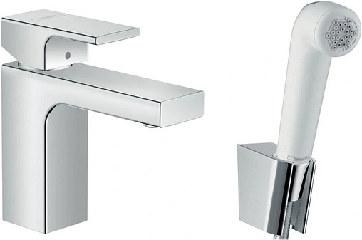 Смеситель для раковины с гигиеническим душем Hansgrohe Vernis Shape 100 хром 71216000