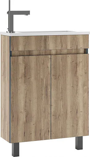 Тумба-умывальник подвесная Домино Dolche 60 дуб галифакс табак DD5403T+4627173210614