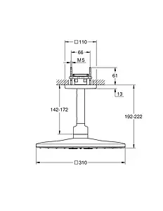 Лейка верхнего душа с потолочным креплением Grohe Rainshower 310 SmartActive Cube хром 26481000, 2