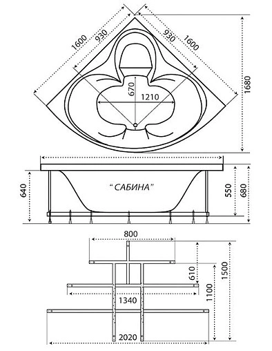 Ванна акриловая Triton Сабина 160x160 Н0000000213