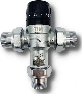 Трехходовой термостатический смесительный клапан 1&quot; +38...+60°С TIM BL8804B, 2