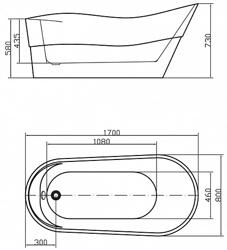 Ванна акриловая отдельностоящая Swedbe Vita 170x80 8839