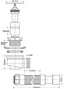 Сифон для душевого поддона Mc Alpine хром MRS6C-SLF-65, 2
