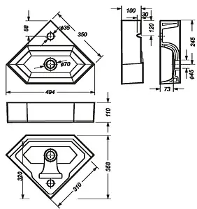 Раковина Sanita Luxe Line 50 белый WB.CR/Line/35-C/WHT.G/S1, 2