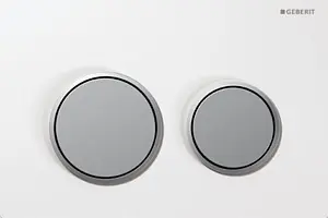 Клавиша смыва для унитаза Geberit Omega 20 115.085.KL.1 кнопки/хром матовый, кольца/хром глянцевый, рамка/белый глянцевый Клавиша смыва для унитаза Geberit Omega 20 115.085.KL.1 кнопки/хром матовый, кольца/хром глянцевый, рамка/белый глянцевый, 1