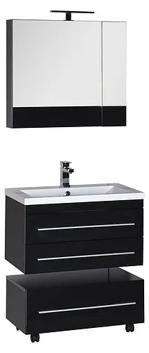 Шкаф-зеркало Aquanet Нота 75 чёрный 169190