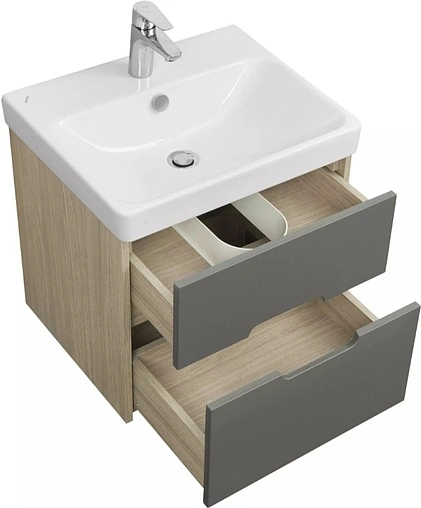 Тумба под умывальник подвесная Aquaton Оливия 55 грей/дуб ойстер 1A254201OLUG0