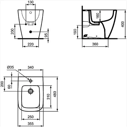 Биде напольное Ideal Standard i.Life S белый T459501